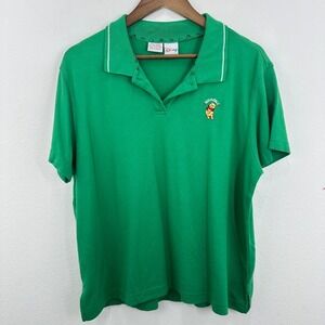 Disney Winnie the‎ Pooh Huggable Bright Green Polo Shirt XL Extra Large Womens